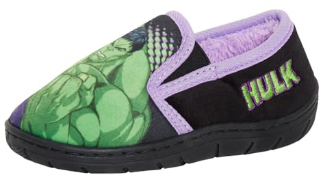 MARVEL - Zapatillas luminosas para niños con forro de piel, Negro (Negro ), 30.5 EU