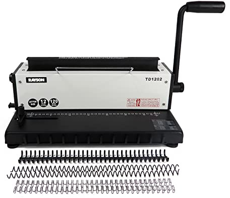 Rayson TD1202 Binding Machine, 3:1 Pitch Wire Binder, Punching 12 Sheets/Binding 120 Sheets with Sturdy Metal Construction