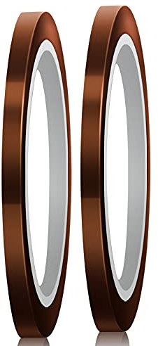 LUTER 2 Rolls Heat Resistant Tape High Temp Tape Thermal Tape for Heat Transfer and Insulation Wave Soldering Sublimating Print DIY Crafts on Mug Fabric(5mm x 33m, Tawny)