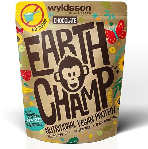 Vegan Protein Powder (No Scoop Included) 2kg - EarthChamp by Wyldsson - Plant Based Chocolate Protein Powder Shake, Dairy Free, Gluten Free, Lactose Free Protien Shake (Chocolate)