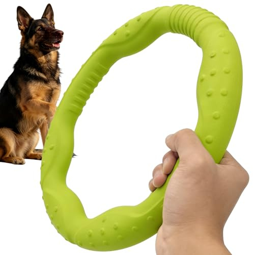 LaRoo Dog Toys for Medium/Large Dogs, Floatable Dog Flying Discs 3 Sizes Tug Toy, Interactive and Tug of War Ring Toy, Funny Fetch Teething Toys (Green, 11.8“)