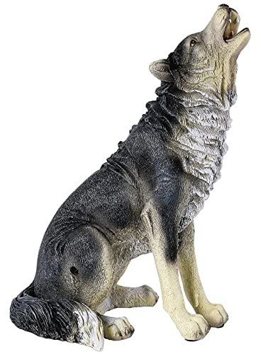 LTLCBB Estatua de Lobo Negro Garden, Figure Lobo Vocal, Exterior Escultura de Resina, Adornos para Jardín, Terraza, Césped