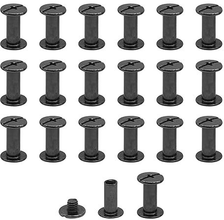 20Pcs Chicago Screw Posts,M5*12mm Rivet Chicago Binding Screws Bright Black | Metal Rivet Replacement Repair for Bags, Collar, Harness, Luggage, Purse, Dog Lead, Backpack, Belt