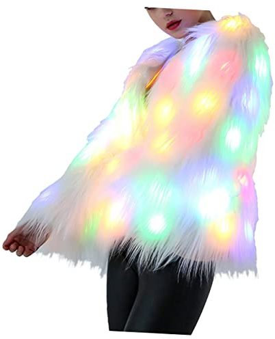 Cappotto Di Pelliccia Luminoso Led Per Occasioni Speciali Natale E Feste Realizzato in Pelliccia Sintetica Comodo E Resistente Taglia S Per Ballerine E Costumi Da Palcoscenico