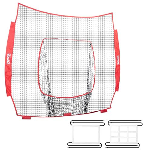 VEVOR 2134 x 2134 mm Pitching Net Pitching Target mit Strike Zone, Baseball & Softball 9 Loch Trainingsgeräte für Jugendliche & Erwachsene, Baseball Pitching Net (nur Netz)