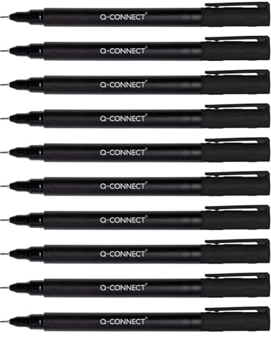 Q-Connect Pennarello per CD DVD BD spessore: 0,4 mm/nero/10 pezzi, confezione da 10 pezzi, impermeabile, per scrivere su vetro, plastica, metallo, porcellana, pellicola/a base di alcool/atossico