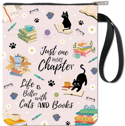 CRASPIRE Buste per Libri per Gatti Copertine per Libri con Fiori di caffè Protezione per Libri per Libri in Brossura Copertina per Libri in Tessuto Lavabile con Cerniera e Tasca Extra sulla Manica