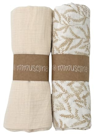 MIMUSELINA Confezione da 2 Mussola per Bambini, Quadrati 1x1m - Panno per Allattamento in Cotone con Tessuto Morbido, Assorbente, Traspirante e Multiuso (Gris/Cool)