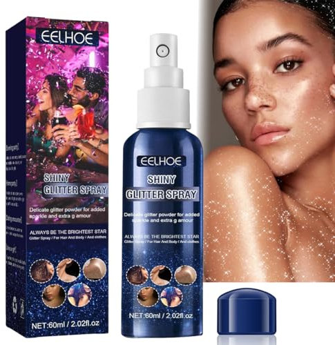 Glitter Spray 60ML Impermeabile, Spray Glitter per il Corpo da Donna, Brillantini per Capelli, Viso, Corpo e Vestiti, Glitter Glitterato per Feste, Club, Festival di Halloween