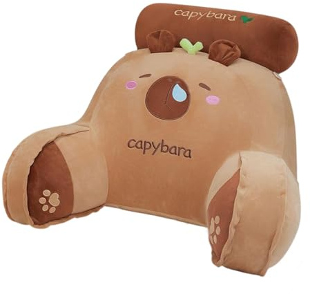 Cojín de apoyo para la espalda para cama, almohada de lectura de dibujos animados Capibara, almohada suave con diseño de cuña para relajarse, ver juegos de televisión