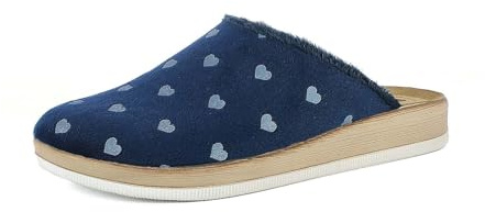 Pantofole Donna con Cuoricini e Plantare Anatomico in Vera Pelle Imbottita
