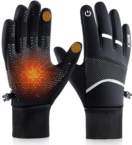 YOLONCE Gants de Cyclisme Coupe-Vent et Thermiques,Adulte Unisexe Anti-Choc et Anti-Dérapage Gant Vélo,Gants à éCran Tactile,à Doigt Complet Respirant Gant,pour Vélo,Course, Randonnée,Conduite,L