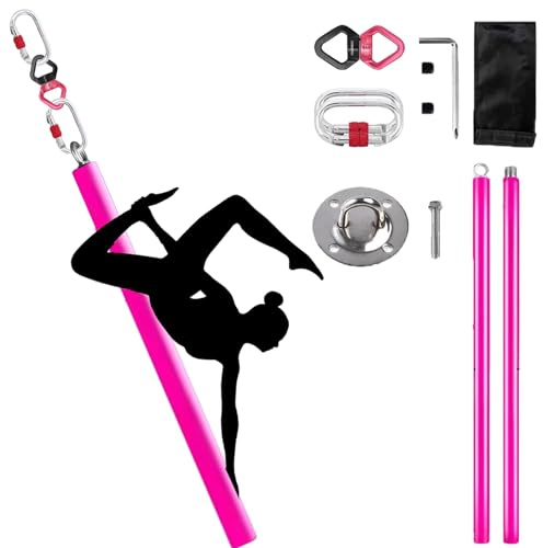 Dansstång Bärbar 45 mm Stripparflygstång för Luftanhängande Dans, Professionell Silikonstång för Poledance för Fitness/Träning, Hängande Dansstänger(Pink)
