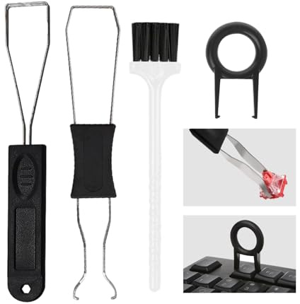 4 Pcs Keycap Puller and Cleaning Brush Set, Stainless Steel Keycap Remover, Cleaner for Mechanical Keyboards