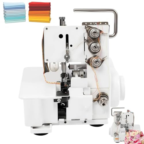 Máquina de coser Overlock de 4 hilos, máquina de coser Overlock profesional con marco de metal con controlador de pie y luz LED, 1200 puntadas/min, máquinas de coser eléctricas