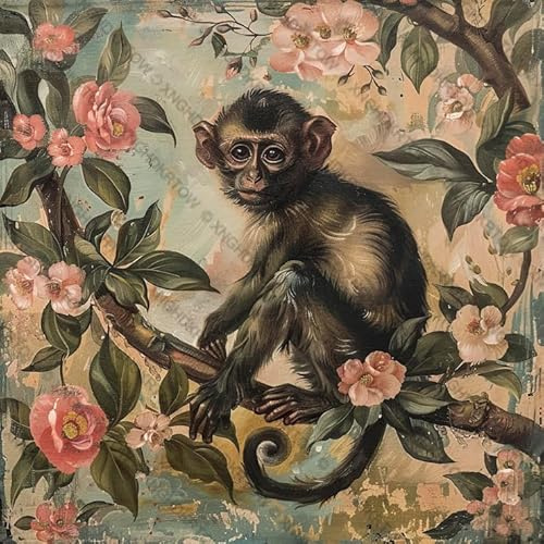 Small Monkey Sitting On Tree Branch Jigsaw Puzzles 500 Pieces for Adults Puzzles for Adults Home Decoration