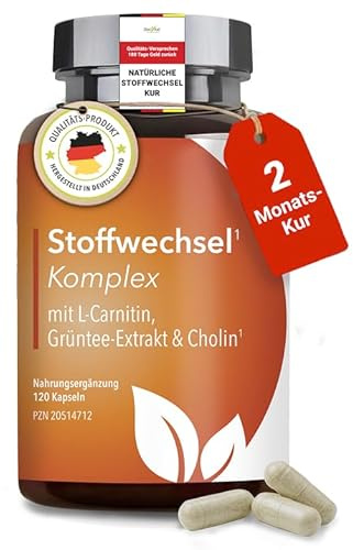 DocVital® Stoffwechsel Komplex – 120 vegane Stoffwechsel beschleunigen abnehmen Kapseln mit Glucomannan, Grüntee Extrakt (200 mg EGCG), L-Carnitin & Guarana – Stoffwechsel Booster