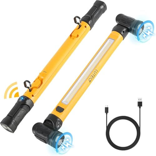 LUTEC 3000LM LED-Arbeitsleuchte, 5200mAh wiederaufladbare magnetische Motorhauben-Leuchtenleiste mit Haken, kabellose tragbare Mechanikerleuchte für Autoreparatur/Inspektion/Garage/Notfälle (1 Stück)