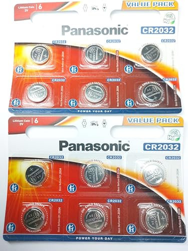 12 X Panasonic CR2032 Lithium Cell 3V Battery Batteries, DL2032, BR2032, KCR2...