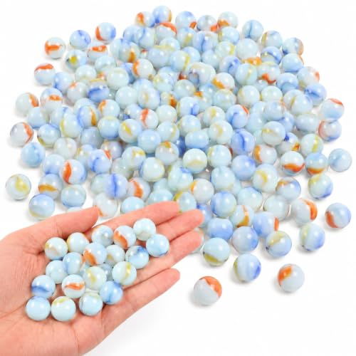 ARSUK Cat's Eye Piste per Biglie in Vetro Colorato, Viene Fornito in Una Borsa, Protezione Contro i Danni (160-170 Pezzi di Marmo Latteo)