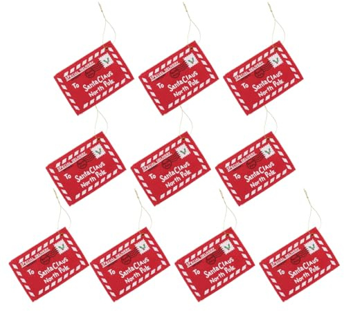 Luoem Christmas Candy Bag Felt Santa Claus Envelope Embroidered Ornament with Hanging String for Holiday Decorations and Candy Storage 13X3X0.2In