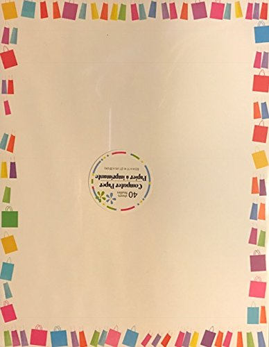 40 Sheets Colorful Shopping Bags Decorated Printer Paper for Holidays and Events - 8.5 x 11 Inches