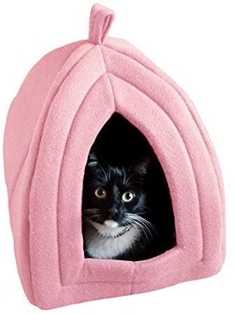 Cat House - Indoor Bed with Removable Foam Cushion - Pet Tent for Puppies, Rabbits, Guinea Pigs, Hedgehogs, and Other Small Animals by PETMAKER (Pink)