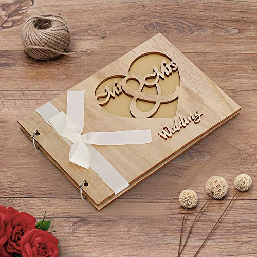 Mumusuki Libro degli Ospiti Matrimonio in Legno Libro degli Ospiti Blocco Note Album Album Notebook Matrimonio Anniversario Fornitura Decorazione(Tipo 2)