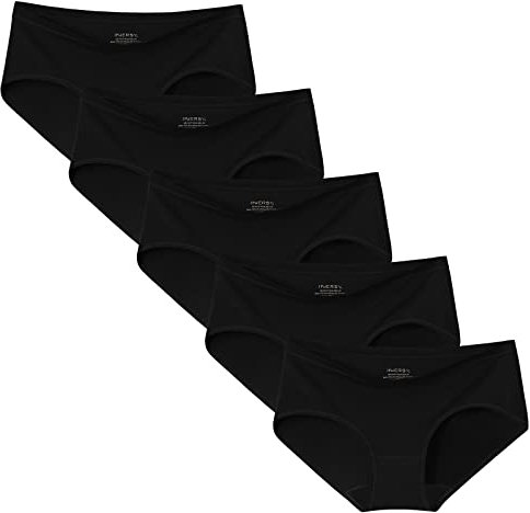 INNERSY Damen Unterhosen Microfaser Hipster Unterwäsche Frauen Slip Schwarz Modal Panty 5er Pack (XL, Schwarz)