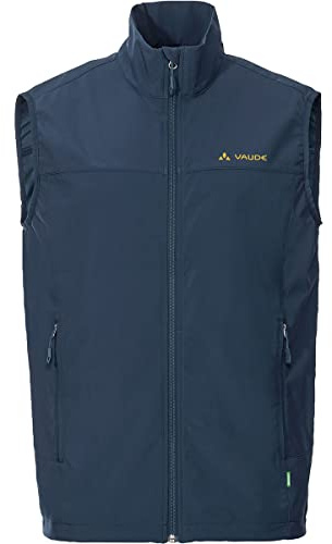 VAUDE Men's Hurricane Vest III, 100% winddicht, atmungsaktiv und wasserabweisend, dark sea/yellow, M