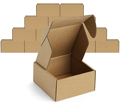 Famagic 12Pack 4x4x2 Small Shipping Boxes - Brown Corrugated Cardboard Mailer Boxes for Small Business, Mailing Boxes for Packaging, Bulk