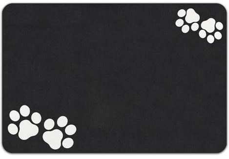 Lurowo Napfunterlage Hund 40x60 cm, rutschfeste Unterlage Katzennapf, Saugfähigkeit Futtermatte Hunde, wasserdicht Napfunterlage Katzen, Unterlagematte für Hundenapf (Zwei Paar Pfoten Schwarz 40x60cm)