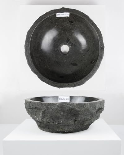 Marmor Waschbecken 40 cm rund in anthrazit von WOHNFREUDEN - Mit Unikat Auswahl