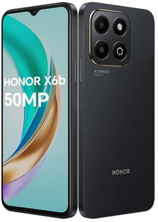 HONOR X6B Smartphone 4G, 4GB 128GB(Memoria Ampliable hasta 8GB), Batería 5200 mAh, Cámara Principal 50 MP, MediaTek Helio G85 (Negro),Android 14, Dual Sim, NFC, Negro