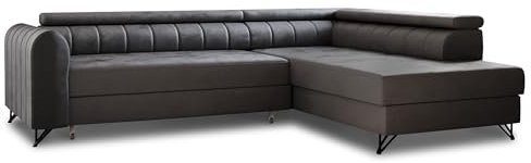 Sofnet Ecksofa Alice mit Schlaffunktion und Bettkasten, Wohnlandschaft mit einstellbare Kopfstützen, Couch, Sofa, Bettsofa, Schlafsofa (Graphit (Kronos 22), Ecksofa Rechts)