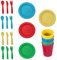 4 Set Kitchen Pretend Play Dish Set, 20 PCS Play Plates and Cutlery Set, Play Kitchen Accessories, Children'S Play Kitchens, Kitchen Plates and Dishes Toy for Kids Girls Boys Toddler
