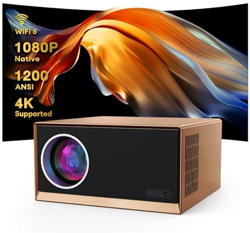 【Auto Focus/Keystone】Proiettore 4K, WiFi 6 Bluetooth 5.3, Proiettore Portatile 1080P Nativo Full HD, Video proiettore 4k Home Cinema per Smartphone, Fire TV, PS5, Switch