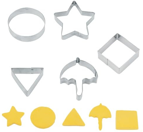 Tinoaly 5pcs Stainless Steel Cookie Cutters, Korean Sugar Candy Making Tools with Round Star Triangle Umbrella Square Molds Baking Tools for Home Kitchen DIY Desserts Treats Party Game Kit