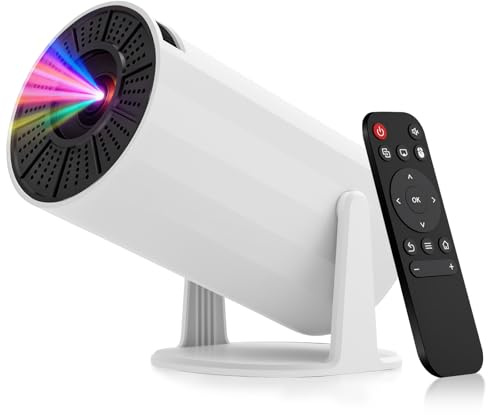 LJYT mini projector, 1080P Portable Projector, Support 4K，WiFi 6, Android 11 ,200 ANSI Lumens, Auto Keystone, Bluetooth 5.4, 210° Rotation, Compatible with TV Stick/HDMI/USB/Smartphone (White)