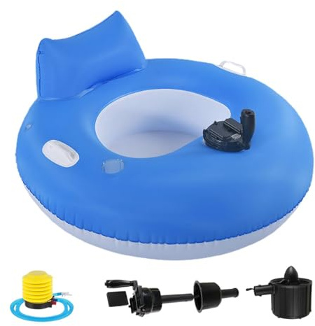 Chaise longue de piscine motorisée – Flotteur d'eau électrique gonflable, matelas de bronzage confortable, dériveur portable | Chaise flottante à hélice avec porte-gobelet pour lac, mer, vacances, fêt