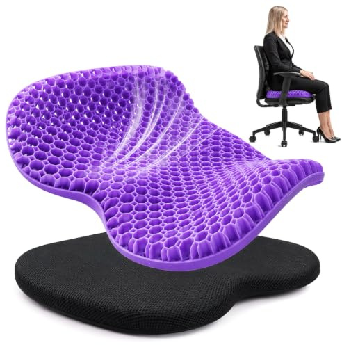 ZoneYan Cojin Asiento Coche Conductor, Cojín de Gel, Cojin Silla Ruedas, Cojin Descarga Coxis, Cojin Silla Oficina Ortopedico, Cojin para Silla Ordenador