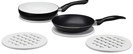 Relaxdays Set de Cuatro salvamanteles, Bambú, Bandejas para ollas y sartenes, 20 cm Ø, Blanco