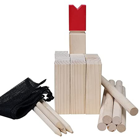Kubb Spiel Wurfspiel Rasenschach Wikingerspiel Spielzeug Outdoor Schach Holz-Wikinger Wurfspiel für draußen Holz Schach Kegel Spiel aus Skandinavien - Das Geschicklichkeitsspiel
