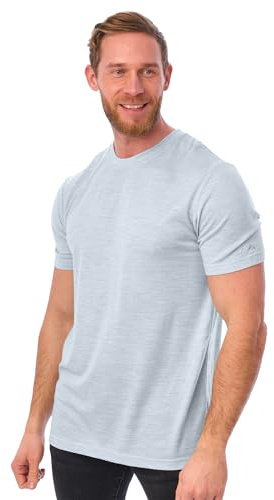 Merino.tech Merino-ull t-shirt herr - 100 % merinoull undertröja lätt baslager, Arktisk is, L