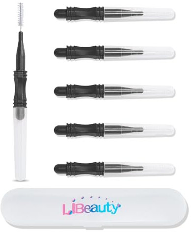 Libeauty Microbrush, 6 Stück Wimpernbürstchen mit Kappe, Augenbrauen Bürste für Wimpern und Augenbrauen