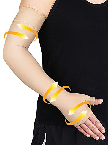 Beister Lymphödem Medizinische Kompression Arm Sleeve Damen & Herren (1 Stück), 20-30 mmHg Kompressionsärmel,Handfläche & Handgelenk & Arm Supports,Ellenbogenbandage,Armbandage für Arthritis,Tennisarm