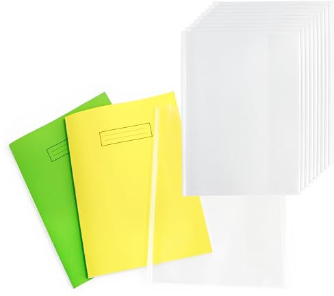 EXERZ A4 buchumschläge, 10 Stück, transparent, wasserabweisend - Schutzhülle zum Aufstecken für Notebooks, PP-Hülle - außergewöhnlich fest und stark