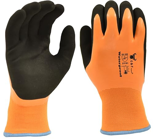 G & F Products Waterproof Winter Gloves – Insulated Cold Weather Work Gloves with HPT Palm Coating, Windproof & Abrasion-Resistant for Snow Shoveling, Construction, and Outdoor Activities, XL 3 Pair
