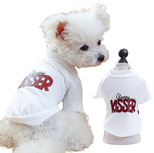 leasote Summer Pet T Shirt for Small Medium Puppy Stylish Letter Printing Dog Two Legged Shirts Pet Cat Dog Pullover Clothes for Dogs Boy Girl White S