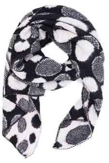 QUEEN HELENA Warmer Schultertuch Gemusterte Winterschal für Damen SC209 Schwarz, Einheitsgröße